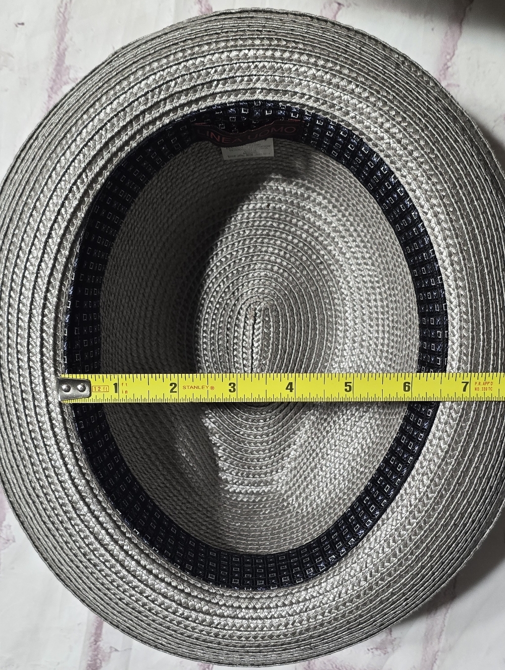 Silver Men’s Straw Fedora with Burgundy Accent - Picture 6 of 7